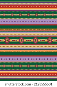 Bright seamless tribal pattern. Ethnic geometric ornament. Mexican blanket, rug design. Navajo pattern vector illustration.