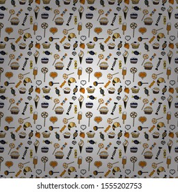 Bright seamless vector confetti party pattern. Colorful sugar sprinkle, candy or bakery design on a white, black and yellow background.