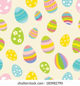 Bright seamless vector pattern with Easter eggs.