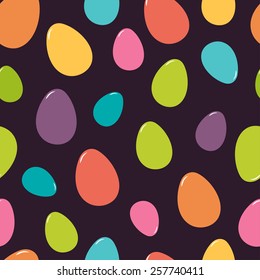 Bright seamless vector pattern with Easter eggs. Ideal for celebration card, wrapping paper, textile, wallpaper, web pages background, scrap booking