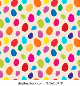 Bright seamless vector pattern with Easter eggs. Ideal for celebration card, wrapping paper, textile, wallpaper, web pages background, scrap booking