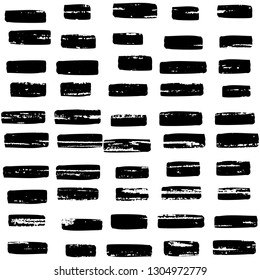 Bright seamless vector pattern with grunge texture. Uneven hand drawn bricks. Abstract black and white background.