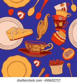 Bright seamless vector sweet food pattern. Vector illustration.
