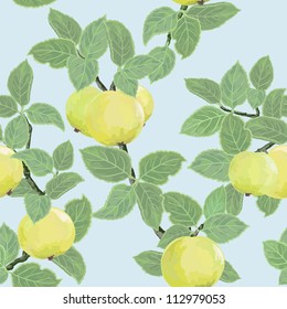 Bright seamless vector texture with ripe yellow apples