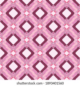 Bright seamless wallpaper, interlacing of rhombuses in pink and burgundy colors, silver gradient stroke. Pink background. Fashionable and glamorous decoration of any of your bold advertising projects.