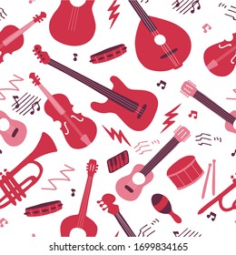 Bright seamless wallpaper. Musical texture for print and digital. Vector