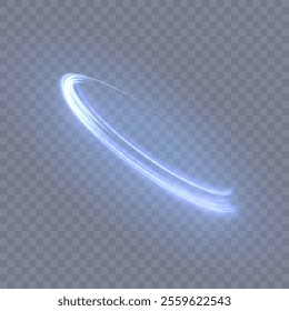 Bright semicircle light effect with shimmering neon glow effects. Bright blue glow light effect for game interface design.