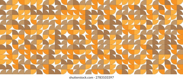 Bright semicircle seamless pattern. Abstract geometric half circle and square background. Colorful Swiss modernist or postmodernist style wallpaper. Vector