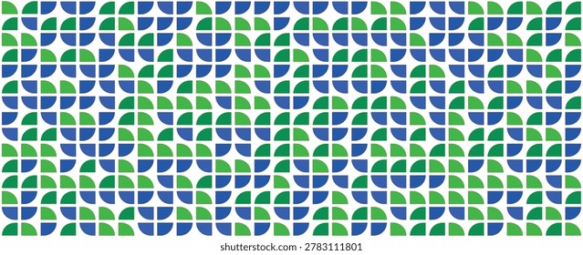 Bright semicircle seamless pattern. Abstract geometric half circle and square background. Colorful Swiss modernist or postmodernist style wallpaper. Eps10