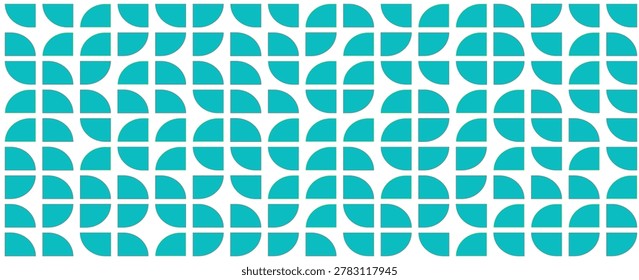Bright semicircle seamless pattern. Abstract geometric half circle and square background. Colorful Swiss modernist or postmodernist style wallpaper. vector illustration