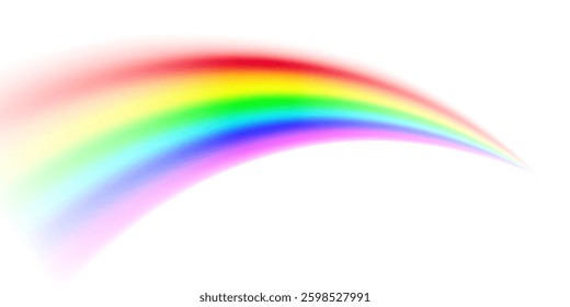 A bright, semi-transparent rainbow fades into a misty white background, giving an ethereal and serene feel. Perfect for fantasy and dreamy designs.	