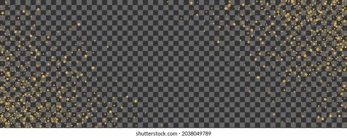 Bright Sequin Background  Transparent Vector. Star Holiday Template. Shiny Isolated. Glory Card. Gold Stars Success.
