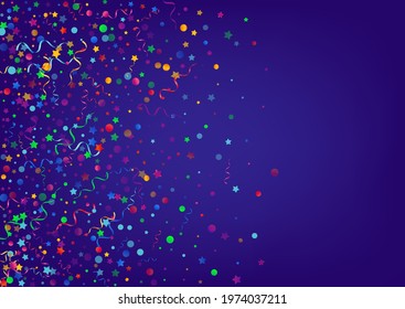 Bright Serpentine Decoration Vector Blue Background. Celebrate Particles Illustration. Confetti Swirl Template. Variegated Abstract Branch.
