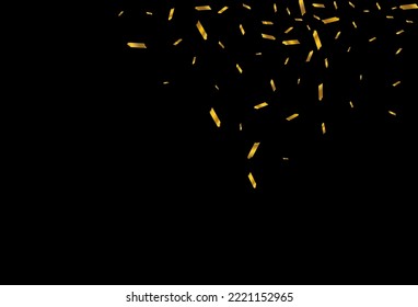 Bright Serpentine Vector Black Background. Shiny Shavings Abstract Card. Confetti Shiny Design. Dust Art Illustration.