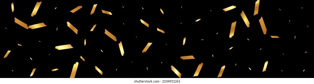 Bright Serpentine Vector Black Panoramic Background. Luxurious Shavings Christmas Postcard. Brush Holiday Invitation. Confetti Abstract Wallpaper.