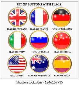 Bright set of banners with flags. Colorful illustration with flags of the world for web design. Vector illustration