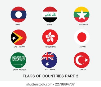 Bright set of banners with flags. Colorful illustration with flags of the world for web design. Vector illustration with white background. World flags collection.