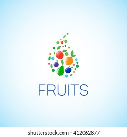 Bright set of different fruits.