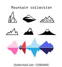 Bright set of different vector Mountains on a white background