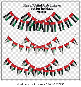 Luminoso decorado con la bandera de los Emiratos Árabes. Feliz Día de los Emiratos Árabes. Ilustración con trasfondo transparente.