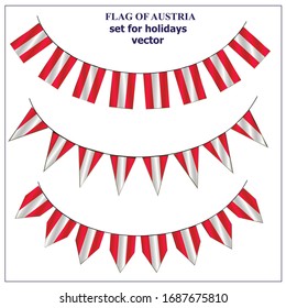 Bright set with flag of Austria. Happy Austria day flags. Colorful collection with flags.