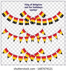 Bright set with flag of Belgium. Happy Belgium day flags. Colorful collection with flag.  Illustration with transparent background.