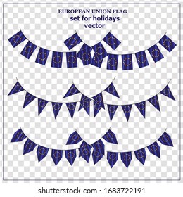 Bright set with flag of  of European Union. Happy European Union day background. Bright vector illustration with transparent background.