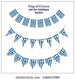 Luminoso conjunto con bandera de Grecia. Felices antecedentes del día de Grecia. Ilustración vectorial brillante con fondo blanco.