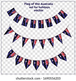 Bright set with flags of Australia for holidays. Happy Australia day background. Illustration with transparent background.