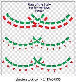 Bright set with flags Italy for holidays. Vector illustration.