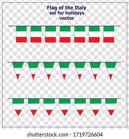 Bright set with flags of Italy for holidays. Italian republic flags. Illustration.