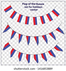 Bright set with flags Russia for holidays. Vector illustration.