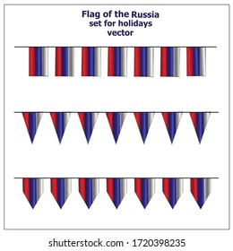 Bright set with flags Russia for holidays. Collection with garlands russian flags. Illustration.