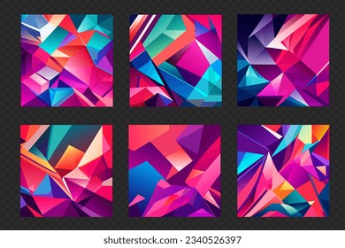 Bright set geometric abstract background on transparent background.