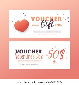 Bright set of gift voucher with flower and leaves. Gift certificate for a holiday
