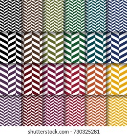 A bright set of herringbone background pattern vectors