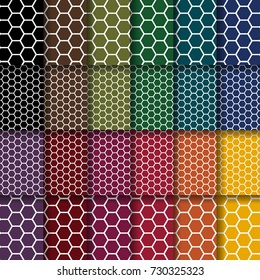 A bright set of hexagon background pattern vectors