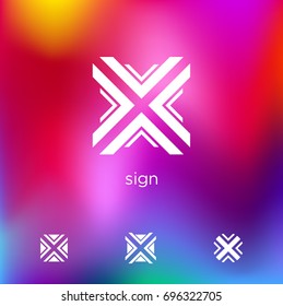 Bright set ornamental logo. Geometric,arrows, targets, signs