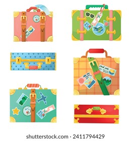 A bright set of suitcases. Personal baggage. Hand luggage. Travel bag. Things for vacation. great illustration!