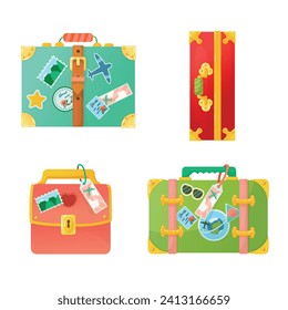 Un conjunto luminoso de maletas. Equipaje personal. Equipaje de mano. Bolsa de viaje. Cosas de vacaciones. ¡gran ilustración!