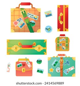 A bright set of suitcases. Personal baggage. Hand luggage. Travel bag. Things for vacation. great illustration!