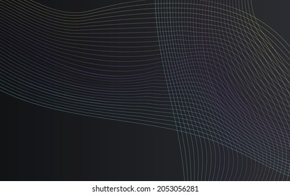 Bright Shape Motion Vector Black Background. Gradient Wave Movement Texture. Dynamic Element Smoke Illustration. Neon Blend Modern Cover.
