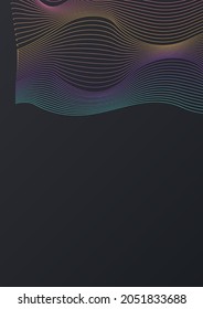 Fondo negro del vector del movimiento de forma brillante. Patrón de luz de mezcla digital. Ilustración creativa de elementos dinámicos. Plantilla suave de forma de onda Neon.