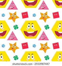 Bright shapes with smiling faces and expressions