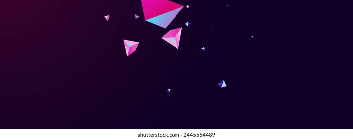 Helle Formen Vektorgrafik Panorama Dunkelviolett Hintergrund. Einhorn-Fliegender Tetraeder-Banner. In: Rainbow Graphic Crystal Layout. In: Magical Pyramid Technologie Certificate.