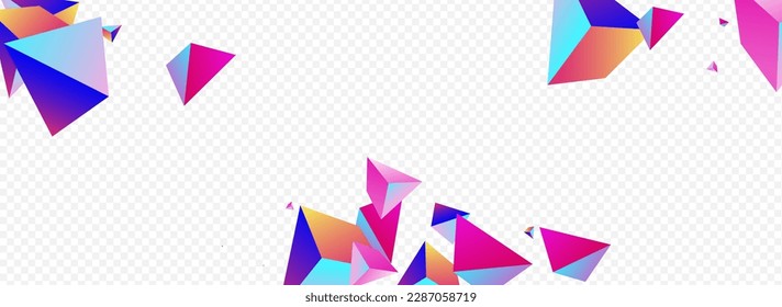 Bright Shards Vector Panoramic Transparent Background. Unicorn Business Triangle Presentation. Holographic Flying Glass Decoration. Digital Tetrahedron Minimalist Catalog.