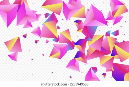 Bright Shards Vector Transparent Background. Digital Flying Geometric Poster. Rainbow Creative Shapes Catalog. Cosmic Elements Trendy Design.