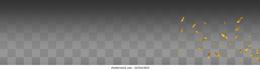 Bright Shavings Vector Transparent Panoramic Background. Shiny Stroke Luxury Banner. Dust Golden Wallpaper. Glitter Falling Postcard.