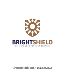 Bright shield logo. Creative business logo inspiration. can be used as symbols, brand identity, icons, or others. Color and text can be changed according to your need.