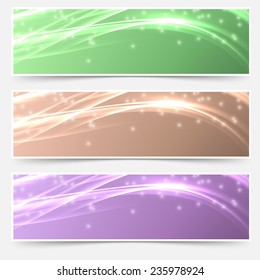 Bright shimmering glitter headers set templates. Vector illustration